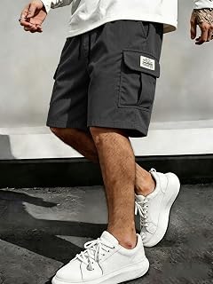 Cargo Shorts for Men Lightweight Outdoor Work Casual Shorts Elastic Waist Drawstring Shorts
