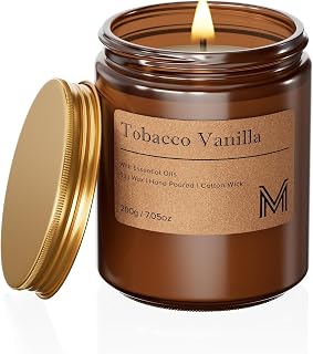 M&SENSE Tobacco Vanilla Scented Candle | Non-Toxic Soy Candle Gift Set l Long Lasting Natural Candle for Home l Chandelle Gift for Birthday,Housewarming,Thanksgiving