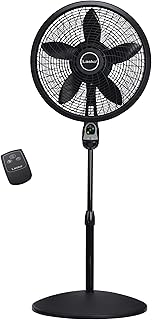 Lasko Cyclone Oscillating Pedestal Fan - Adjustable to 54" - 1843 - Black | Remote Control, Cooling Standing Fan for Bedroom, Living Room, and Home Office, 18" Blade Diameter, 3 Quiet Speeds