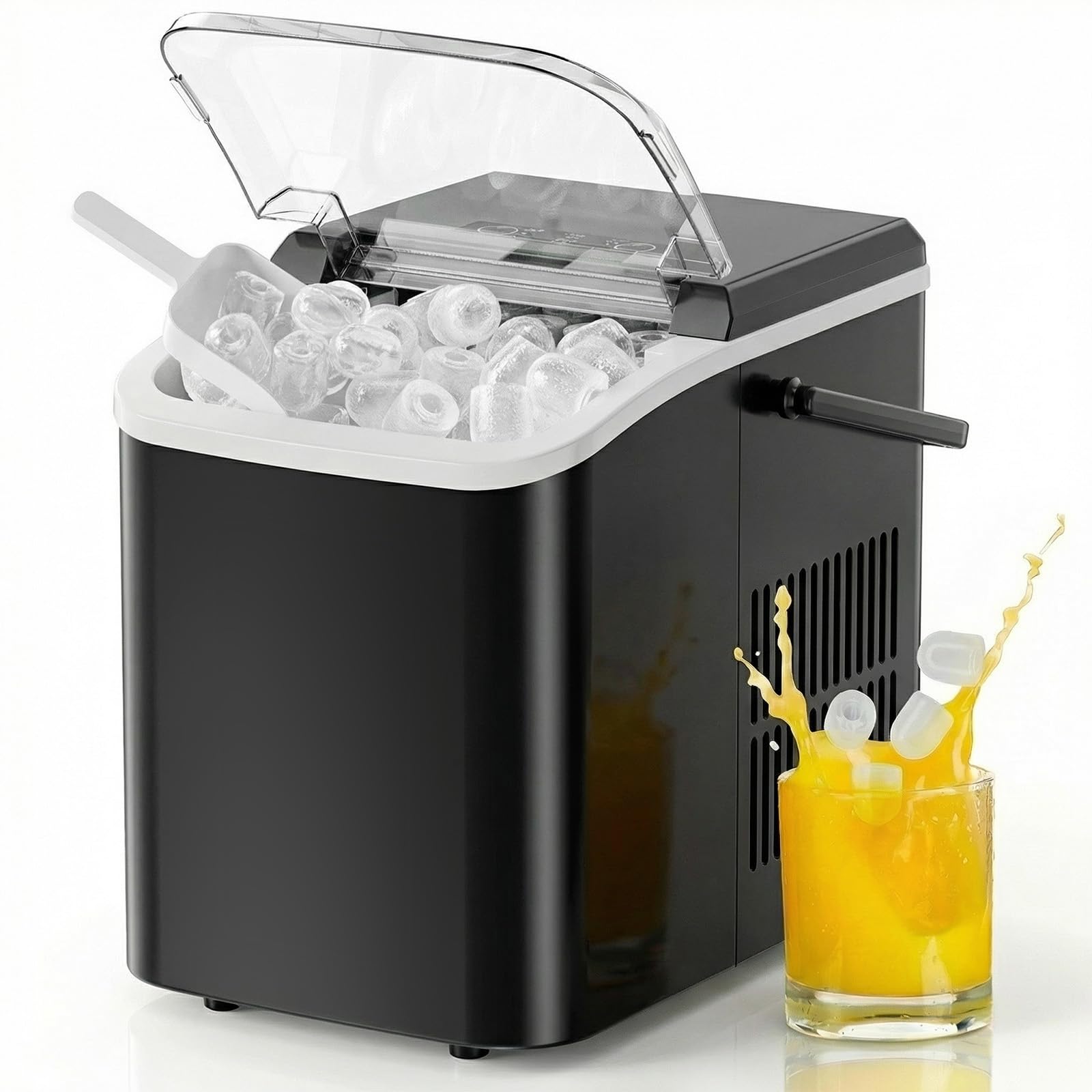 NEWBULIG Ice Makers Countertop with Handle, Portable Ice Machine | 9 Bullet Cube