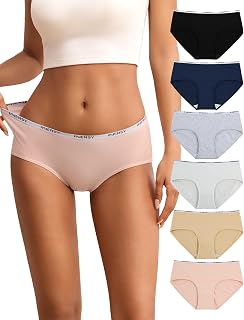 INNERSY Women's Cotton Waist Midi Sports Underwear Panties Pack of 6