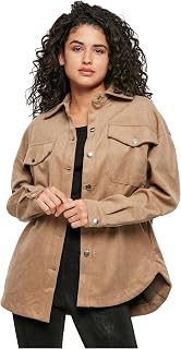 Urban Classics Ladies Classic Solid Color Two Chest Jacket Pocket Overshirt Top XS to 5XL