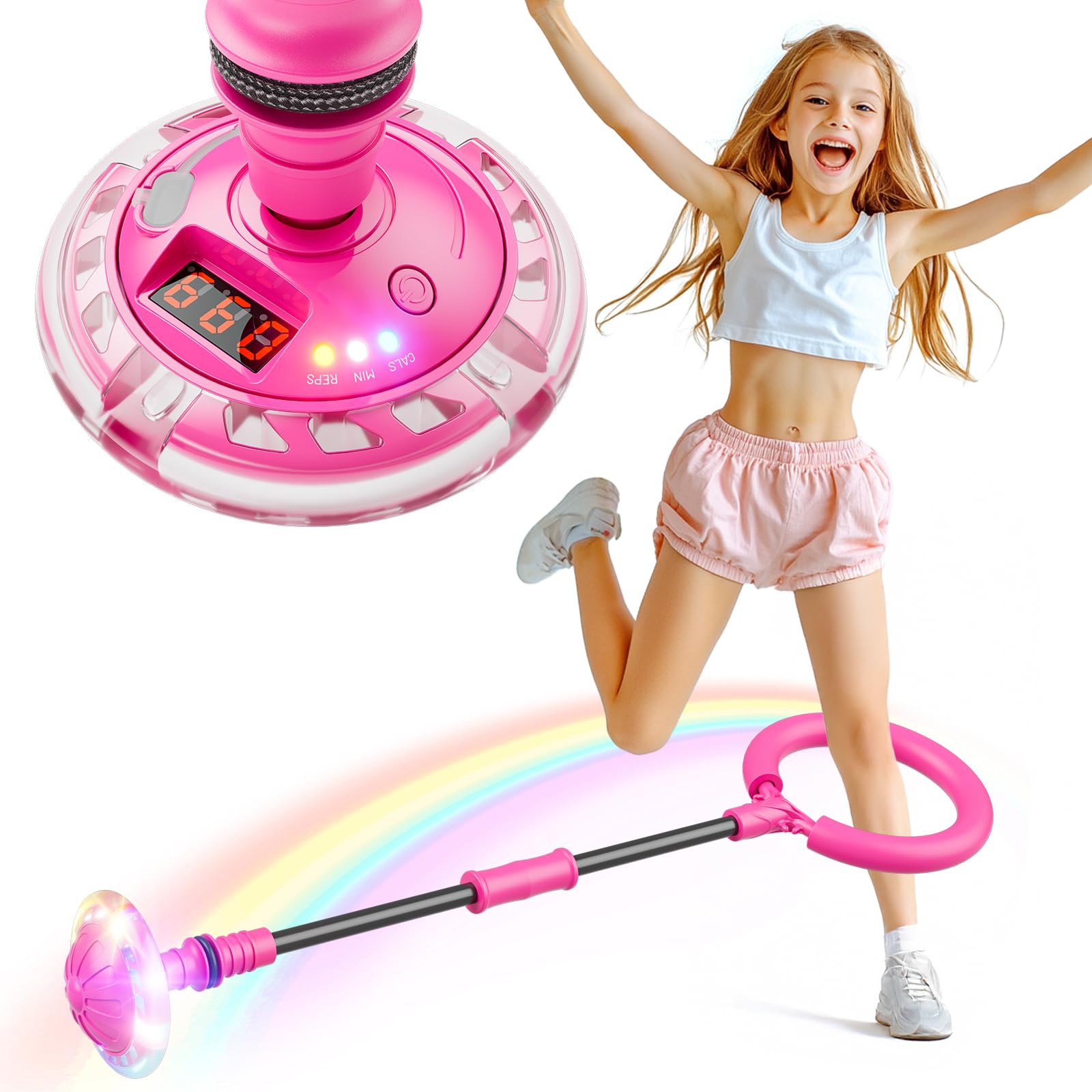 Flooyes Skip Ball for Kids, Ankle Ball Toy with Counter, Timer and Cal Calculato