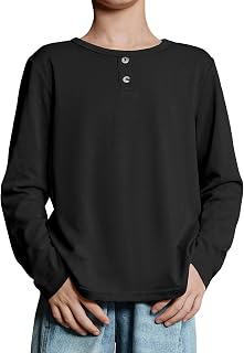 Arshiner Boys Long Sleeve Shirts Casual Crewneck Tee Tops 4-12 Years