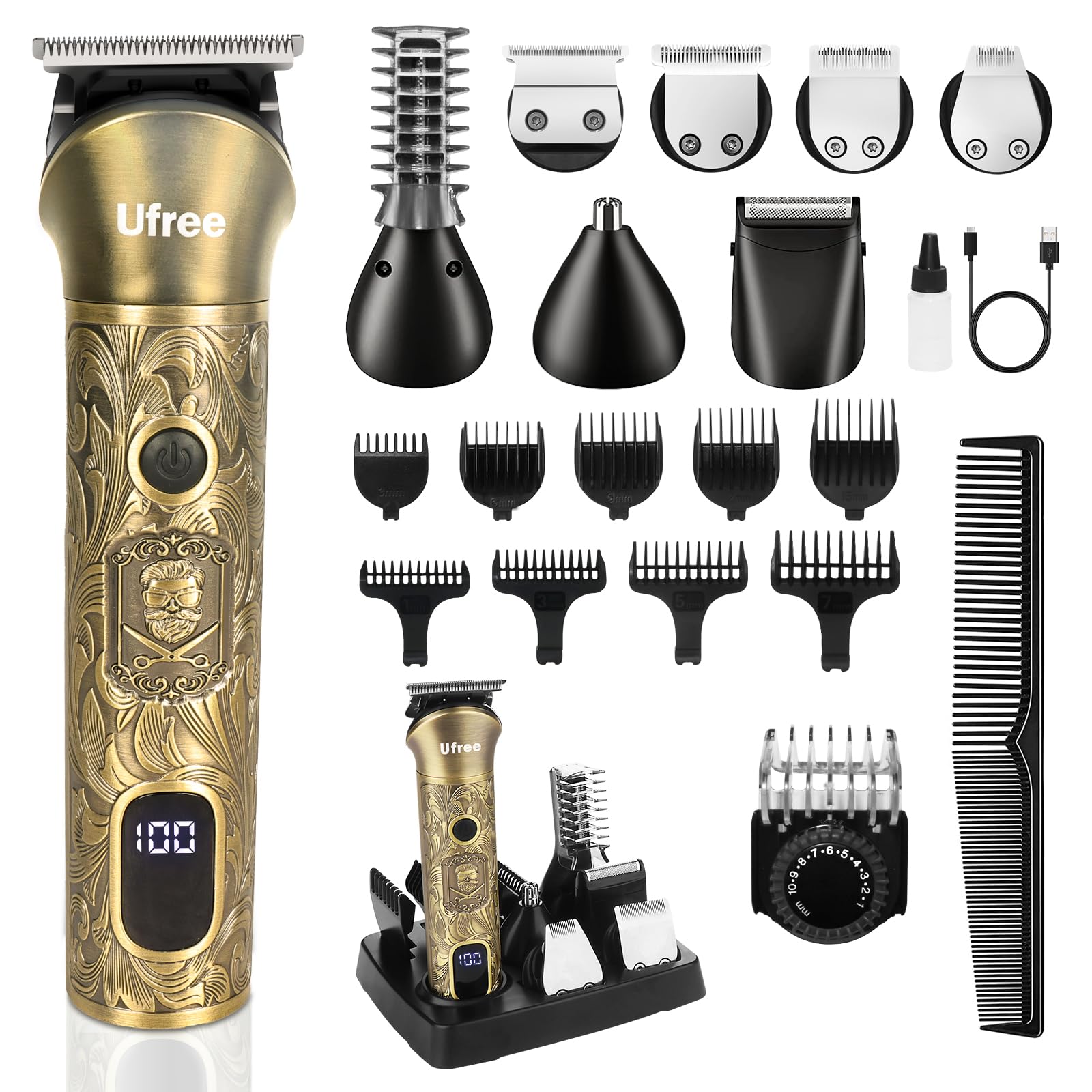 Ufree Professional Beard Trimmer for Men, Electric Shaver Razor, Men Gift | 7 Re