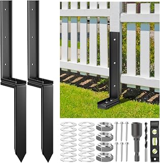 Housolution Fence Post Repair Kit,Separated Fence Post Anchor,2 Pack | Heavy Duty Post Repair Stake with Adjustable Angle, Rustproof Anchor Ground Spike for Fixing Leaning/Broken Wood Support