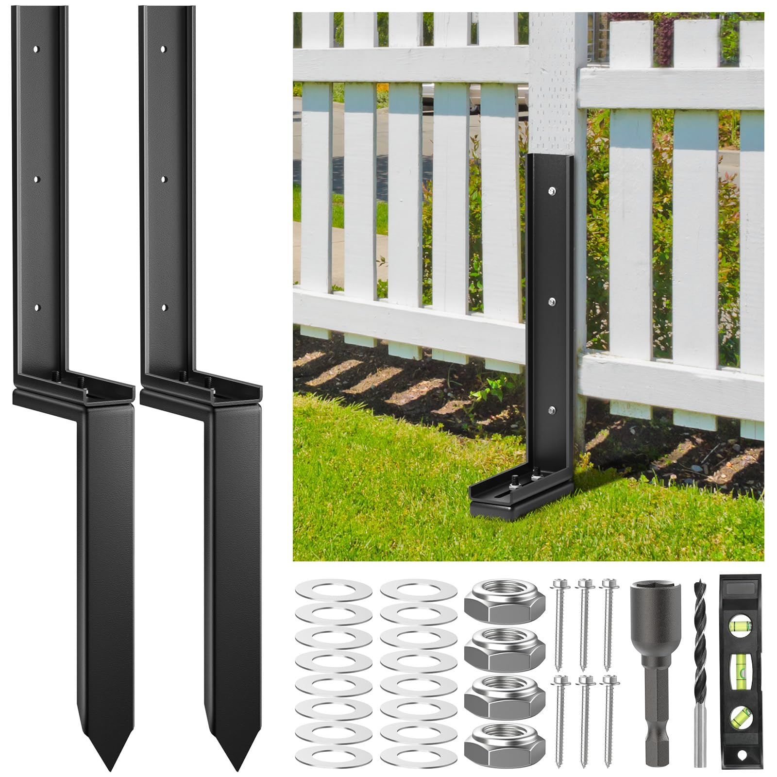 Housolution Fence Post Repair Kit,Separated Fence Post Anchor,2 Pack | Heavy Dut