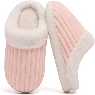 Guyarns House Slippers Women Men Winter, Warm Memory Foam Slippers Corduroy Velvet Non-Slip Sole Slippers Comfortable Indoor Outdoor