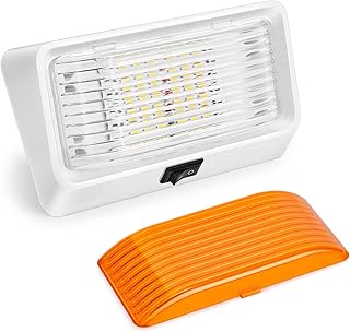 Kohree LED RV Exterior Porch Utility Light, 12V Lighting Fixture with Switch LED Panel, 320 Lumen, Replacement Lighting for RVs, Trailers, Campers, 5th Wheels. White Base, Clear and Amber Lenses