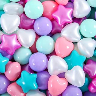 Star Ball Pit Balls Pack of 100 200 Crush Proof Plastic Balls, Chemical-Free Plastic Ocean Ball for Children, BPA Free with No Smell, Safe for Toddler Ball Pit Tent/Kiddie Pool/Party Decoration.