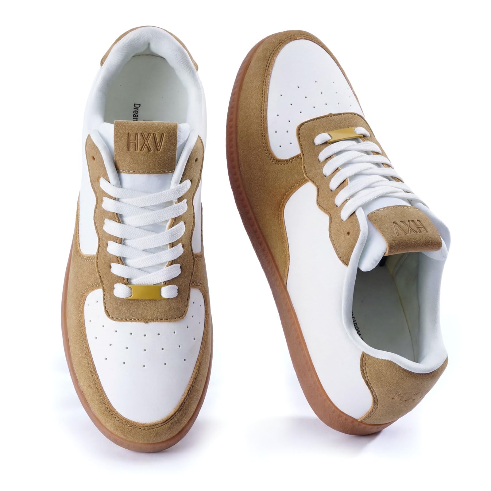 HXV Women Fashion Sneakers Casual Tennis Shoes Retro Trendy Low Top Lace-Up Brea