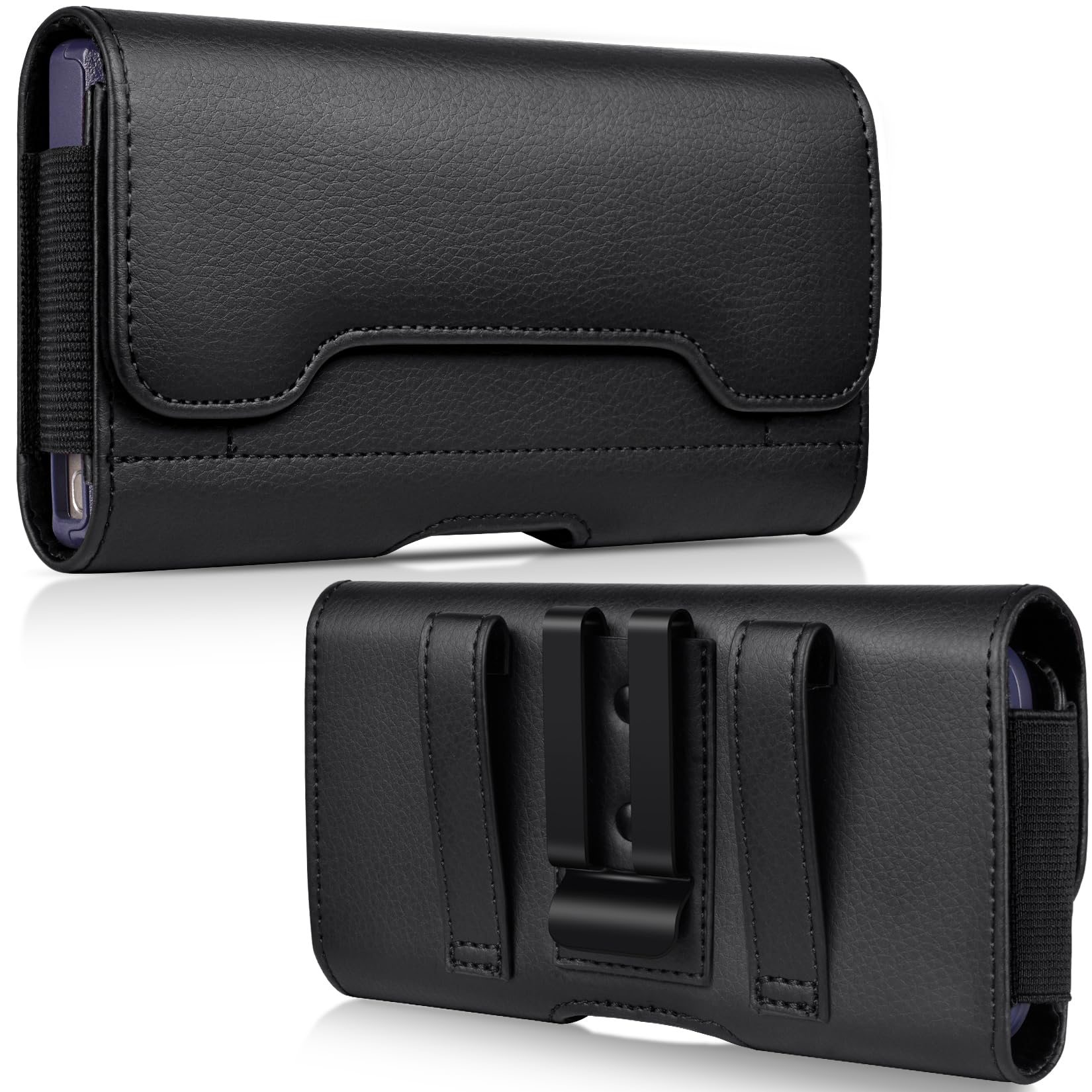 ACCKUO Leather Phone Holster with Strong Metal Belt Clip and Card Holder Compati