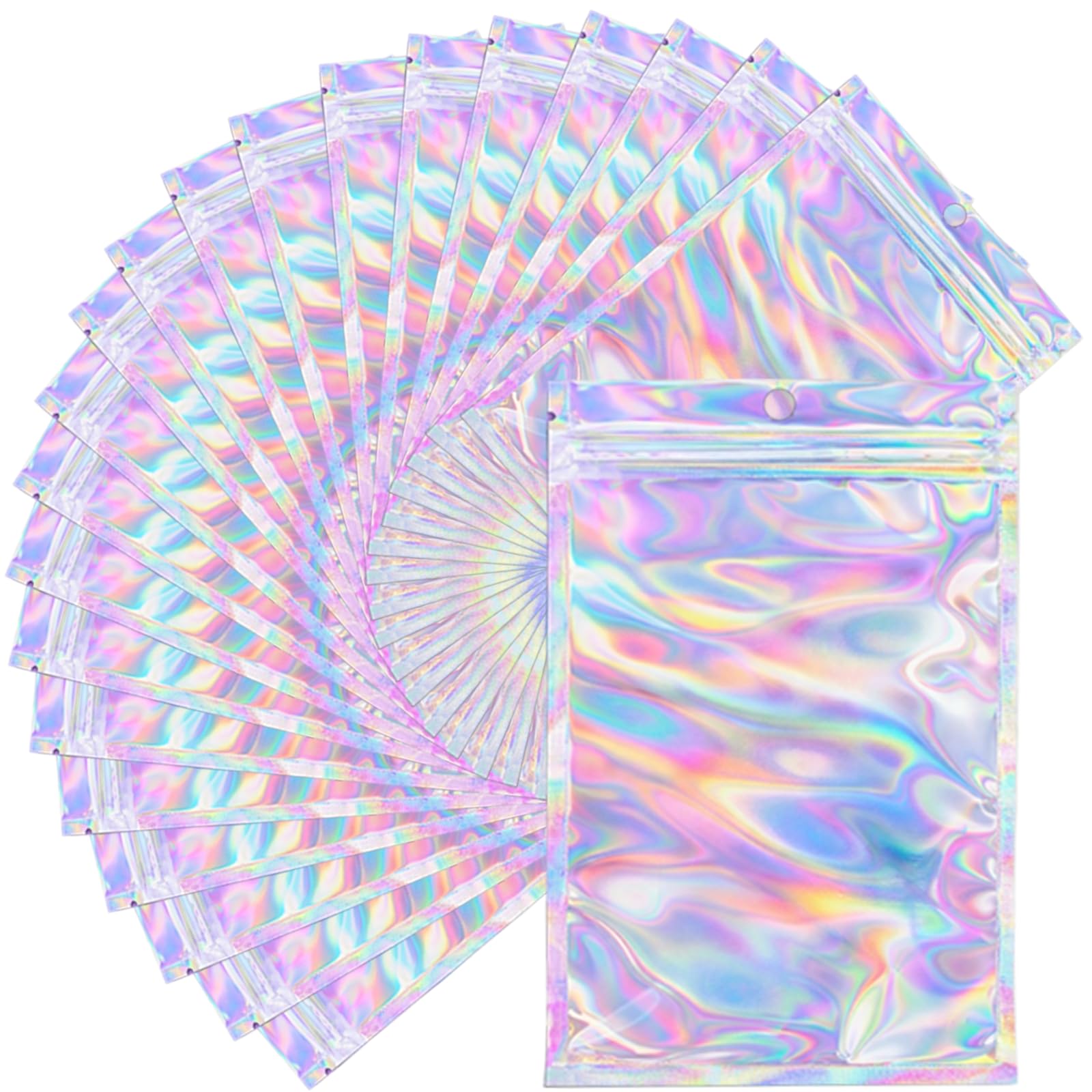UWJIX 100 PCS Mylar Holographic Bags 3x4.7 In,Resealable Smell Proof | Small Cle