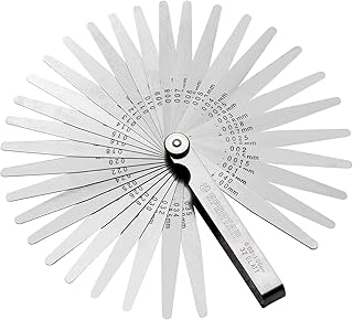 Spurtar Feeler Gauges 0.03-1.00mm/0.001-0.04" 32 Blades Tapered | Metric and Imperial, Dual Marked Metric and SAE, For Spark Plug, Valve, Piston, Guitar, For Measuring Gap Thickness Width