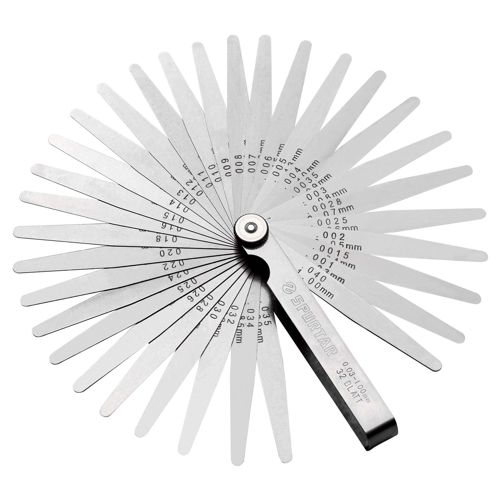Spurtar Feeler Gauges 0.03-1.00mm/0.001-0.04" 32 Blades Tapered | Metric and Imp
