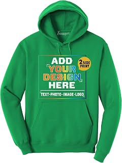 TEEAMORE Men Women Custom Hoodie Add Your Logo Photo Image Text Design Your Own Front and Back