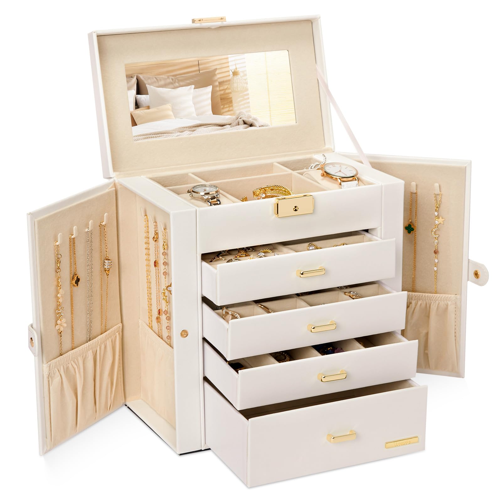 Homde Large Jewelry Box for Women: 5-Layer Organizer with Lock for Dresser | Sep