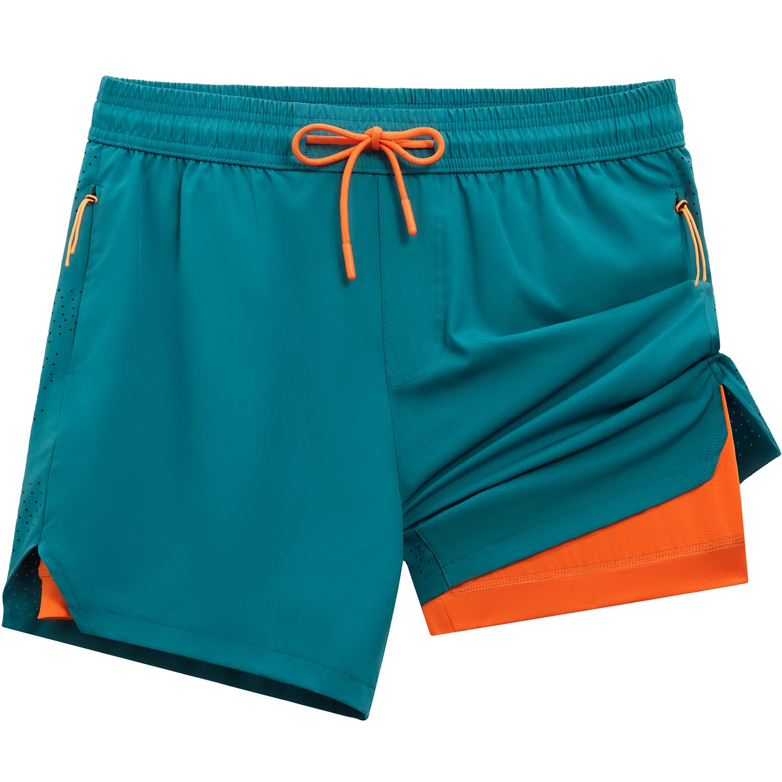 APTRO Pantaloncini da corsa atletici da uomo 2 in 1 da 12,7 cm, con fodera e tas