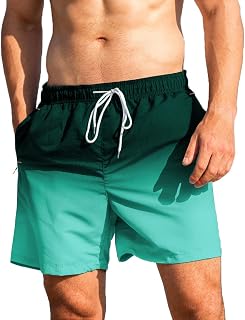 JustSun Men's Swimming Trunks with Zip, Quick-Drying Swimming Shorts with Mesh Lining
