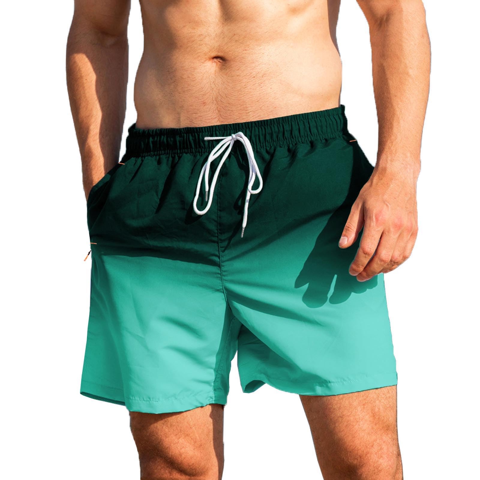 JustSun Men's Swimming Trunks with Zip, Quick-Drying Swimming Shorts with Mesh L