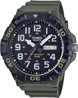 Casio Collection - Orologio Da Polso Da Uomo Al Quarzo Casual Bracciale E Cassa In Resina Di Colore Verde Quadrante Analogico Nero - MRW-210H-3A