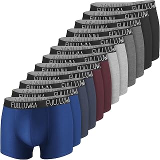 Fullluwaa Men's Boxer Shorts, Pack of 8, Cotton, Soft & Elastic Waistband