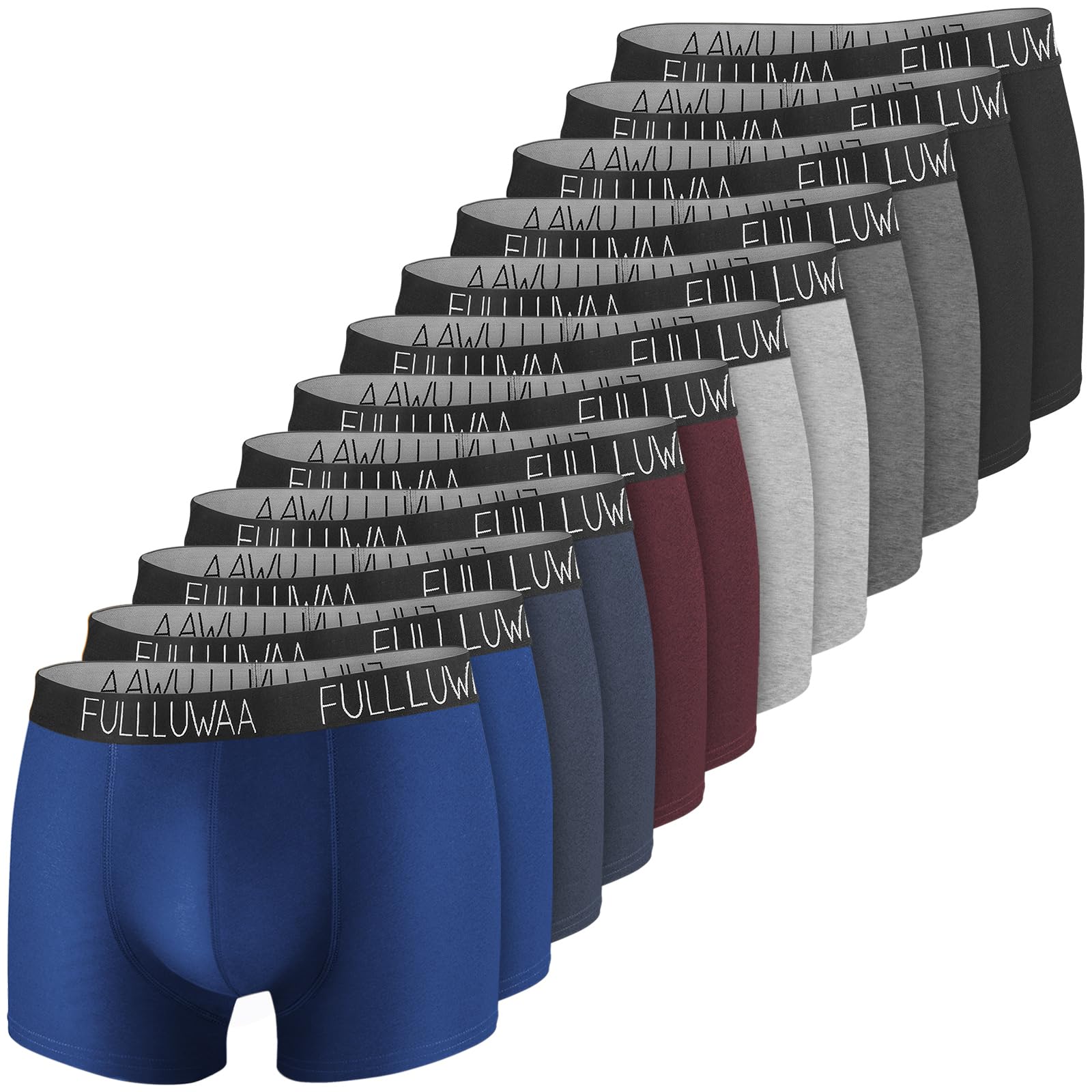 Fullluwaa Men's Boxer Shorts, Pack of 8, Cotton, Soft & Elastic Waistband