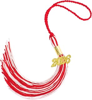 2026 Tassel Graduation, Red and White Graduation Tassel, 2026 Graduations Cap Tassels, Gradutate Cap Tassels with 2026 Year Gold Charms for Grad Cap Hat Ceremonies Memorial Graduations Decorations