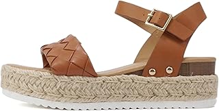 Soda Clip ~ Women's Open Toe Ankle Strap Platform Espadrille Sandal