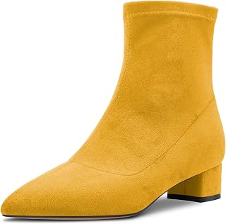 Castamere Women's Chunky Width Low Heel Closed Toe Pointed Toe Ankle Boots Slip-on Zipper 3.5 CM Heels Classic Cute Shoes