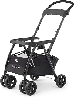 Chicco KeyFit Caddy Lightweight Frame Stroller w/Adjustable Handle | Click-In Attachment for Chicco Infant Car Seats, 2 Cup Holders, 4-Wheel Suspension, Zippered Storage Basket, Black