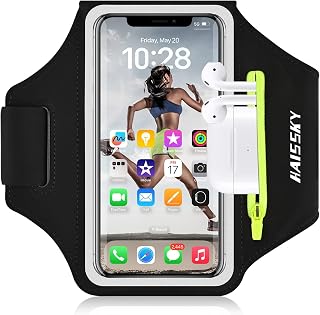 HAISSKY Running Armband with Zipper Pocket Sweatproof Running Phone Holder | Cell Phone Armband for iPhone Samsung,Non-slip,Breathable Arm Phone Holder with Card Slot for Jogging Sports Gym Cycling 6.9"