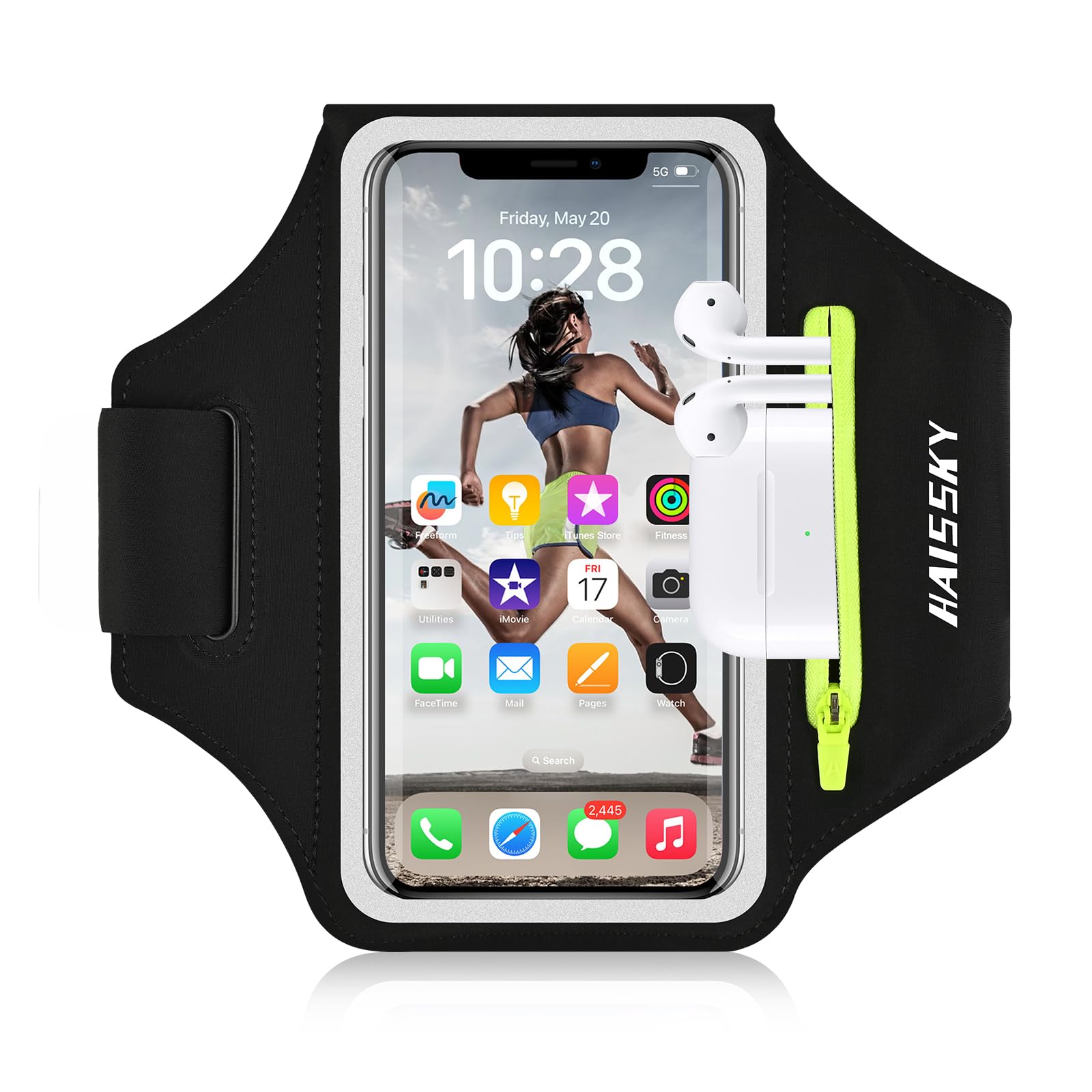HAISSKY Running Armband with Zipper Pocket Sweatproof Running Phone Holder | Cel