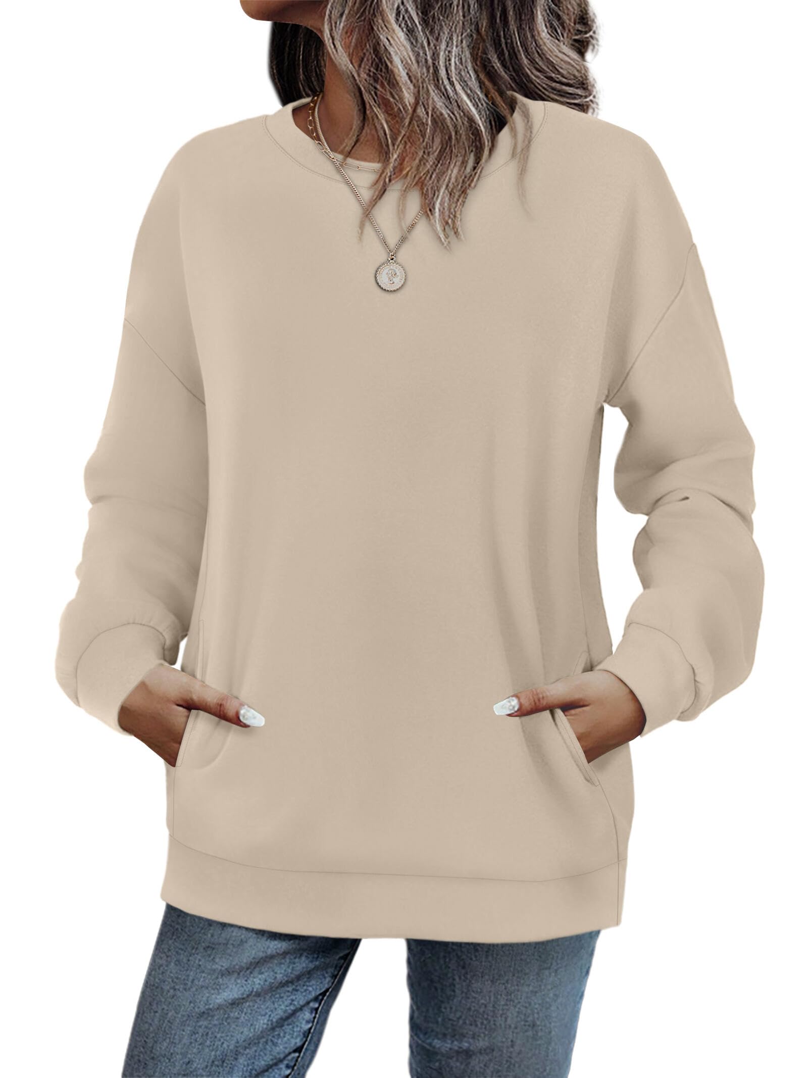 WIHOLL Sweatshirts for Women Jumpers Ladies Oversized Tops Crewneck Long Sleeve 