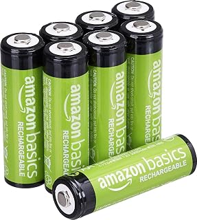 Amazon Basics 8-Pack Rechargeable AA NiMH Batteries, 2000 mAh, 1.2V, Recharge up to 1000x Times, Pre-Charged