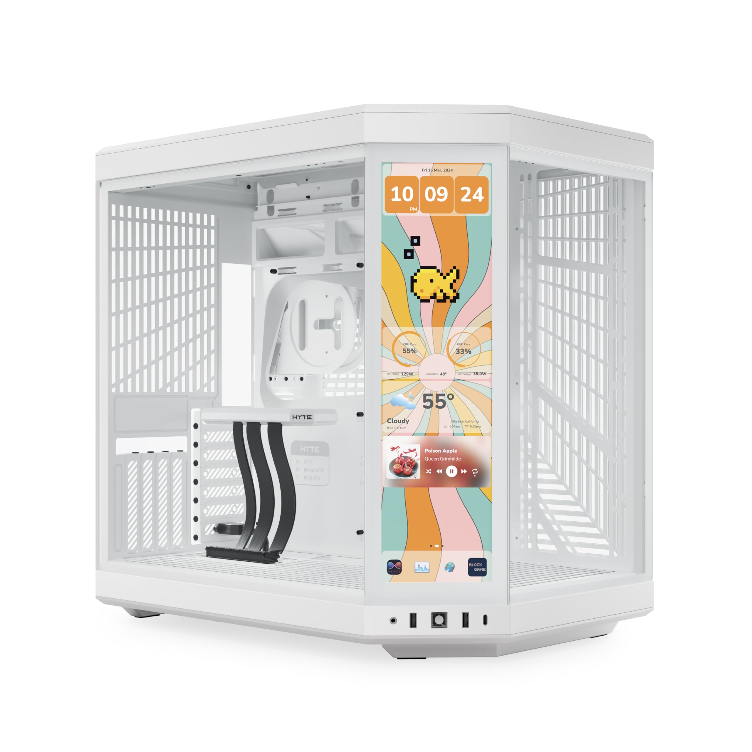 HYTE Y70 Touch Infinite Modern Aesthetic Gaming PC Case - Integrated 2.5K LCD To