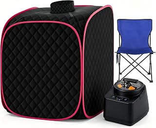 FniOk Portable Steam Sauna at Home, 9 Levels Heating, Sauna Tent for Home with Steamer and Folding Chair, Sauna for Relaxation, Detoxification, Spa