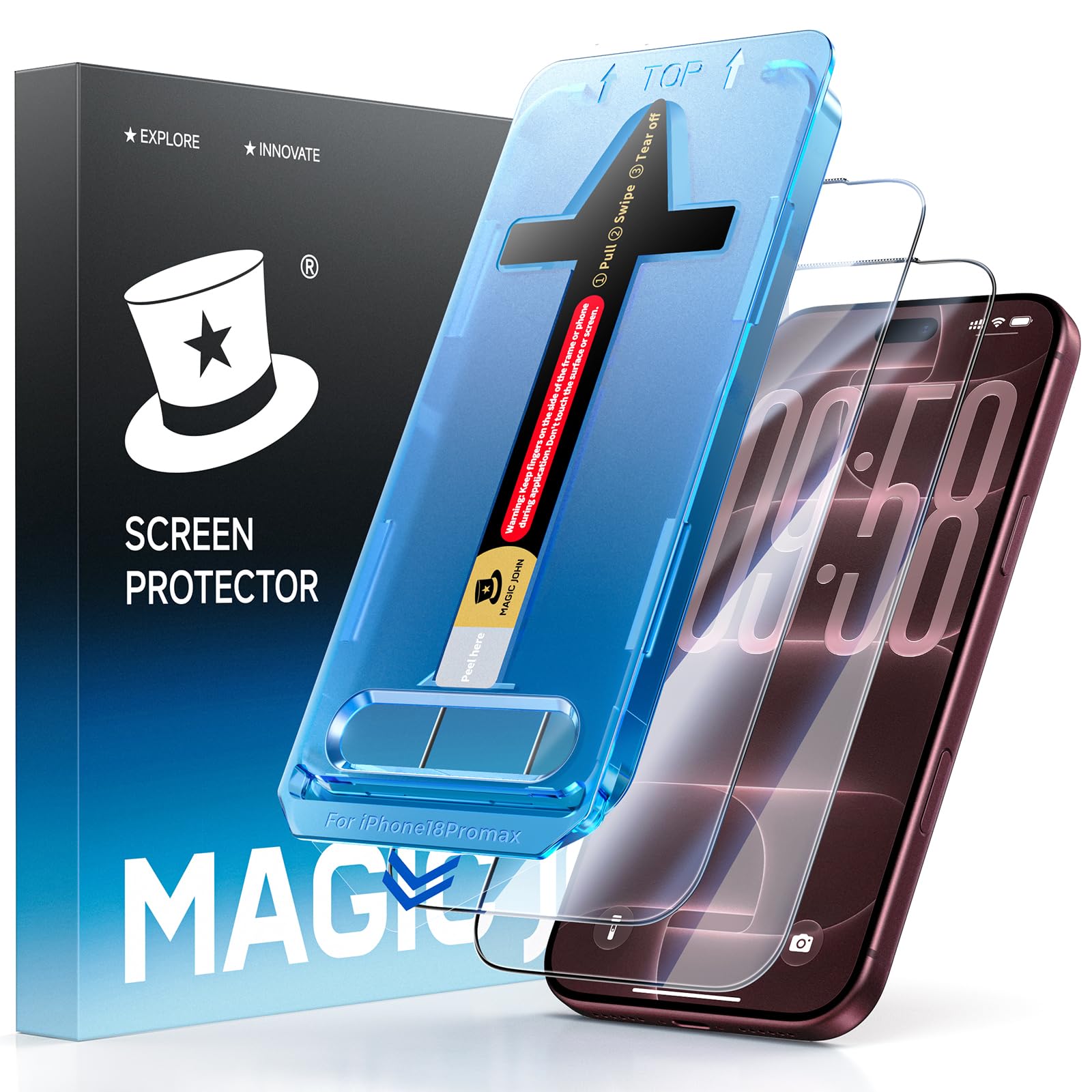 MAGIC JOHN for iPhone 18 Pro Max Screen Protector Easy Installation | 2 Pack, 6.