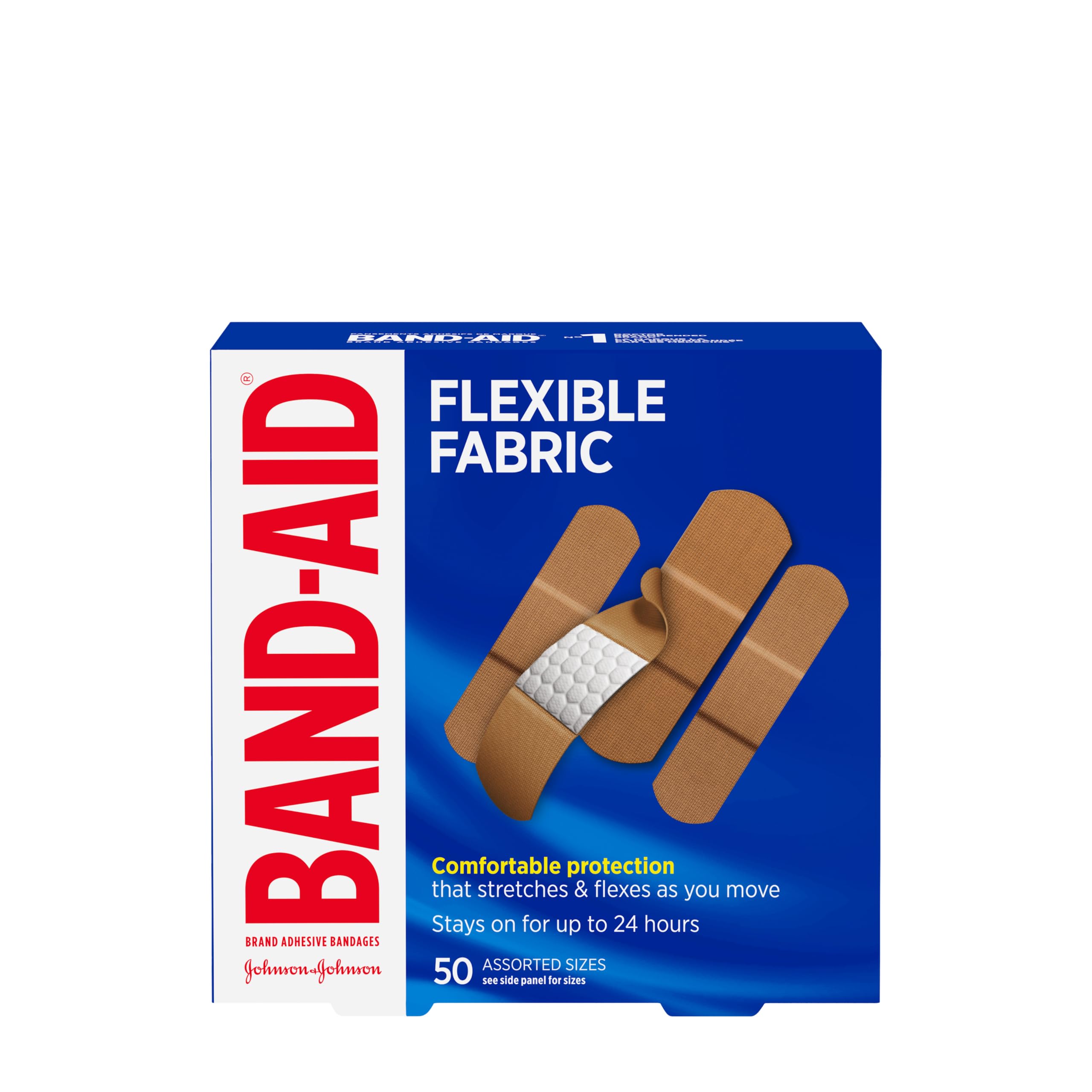 BAND-AID Flexible Fabric Adhesive Bandages, Assorted Sizes, 50 Count | Family pa