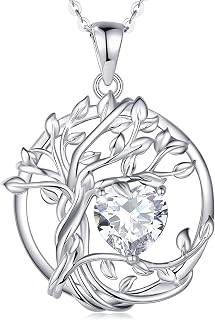 FANCIME Tree of life Birthstone necklace Sterling Silver Jewelry for Women