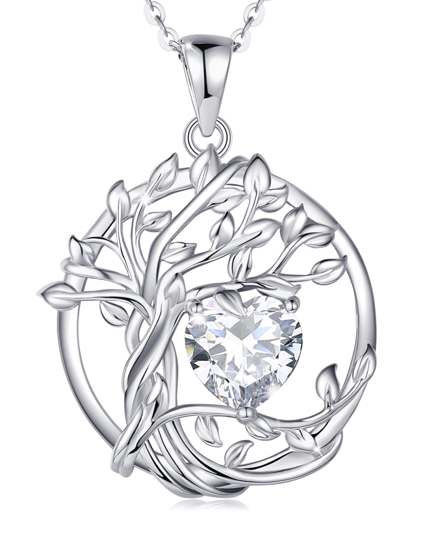 FANCIME Tree of life Birthstone necklace Sterling Silver Jewelry for Women