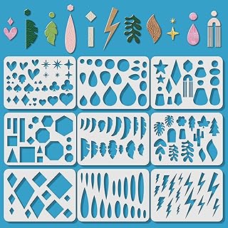 ORIGACH 9 Pcs Large Reusable Leather Earrings Making Templates | lastic Cutting Stencil with Differnt Patterns for Earrings Necklace Making Jewelry Crafts