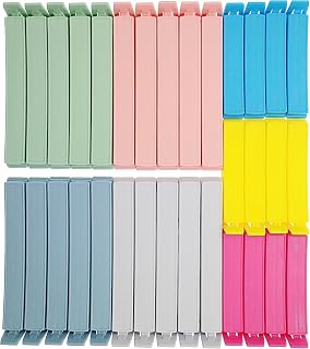 Yarall 32 PCS Food Bag Clips for Food Storage & Freezer, Curved‑Design Plastic Food Clips for Kitchen & Home Use, 2 Sizes (11cm x 20, 7.8cm x 12)