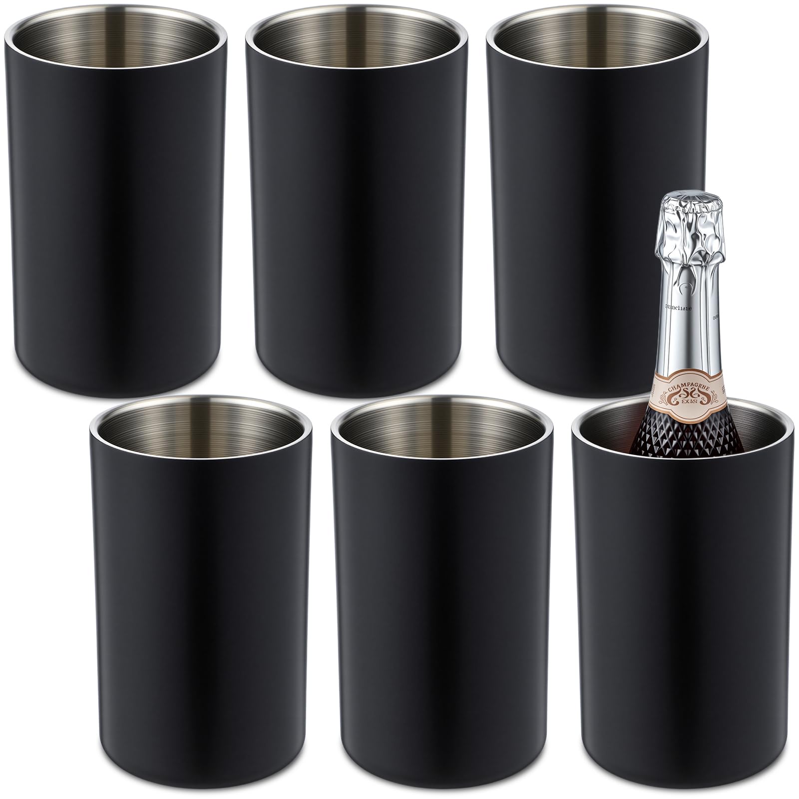 Potchen 6 Pack Wine Chiller Bucket Wine Bottles Cooler Bulk, Stainless Steel Dou