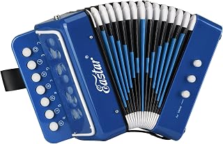 Eastar Kids Accordion Toy Accordion Mini Musical Instruments 10 Keys Button for Children Kids Toddlers Beginners (Blue)