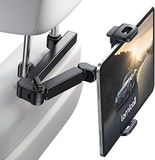 Lamicall Car Headrest Tablet Holder, 3 in 1 Extension Adjustable Arm | Tablet Car Mount for Back Seat, Gifts Road Trip Essentials for Kids, for 4.7-11" Devices, iPad Pro Air Mini, Galaxy, Fire HD