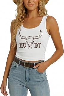 YHHR Canotta da Donna con Grafica Occidentale Casual da Cowboy