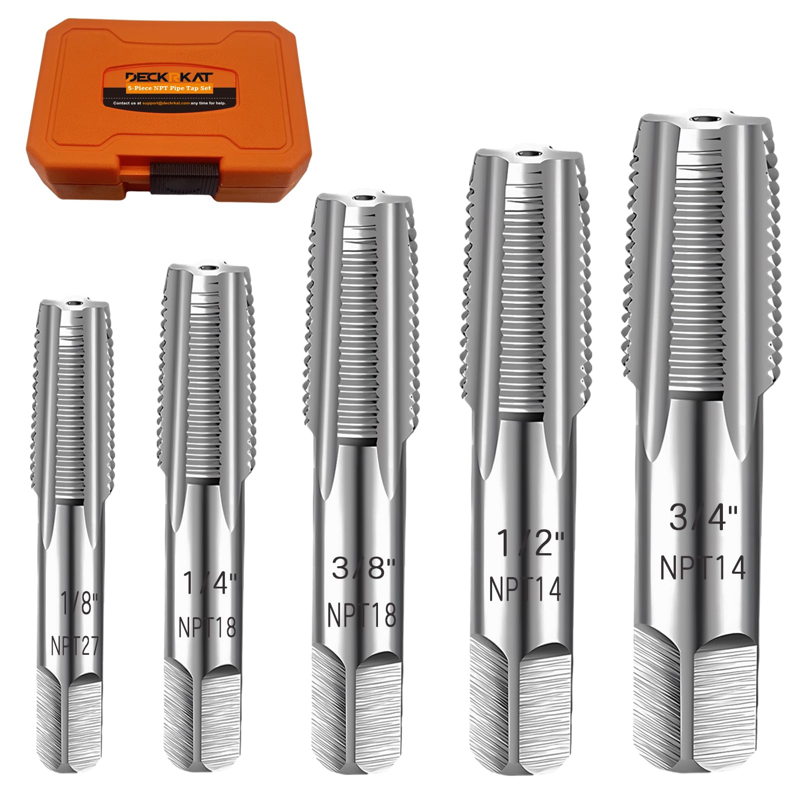 5-Piece NPT Pipe Tap Set, Precision Carbon Steel NPT Tap Set for Clean Accurate 