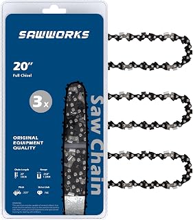 Sawworks 20 Inch Chainsaw Chain 325" Pitch .058" Gauge 76 Drive Links | Fits Vevor 62cc 58cc chainsaw, Supmix 62cc, Neotec NCS6200, Wemars ‎6220g, Blue Max 53543, 52209, 8901 and More (3 Chains)