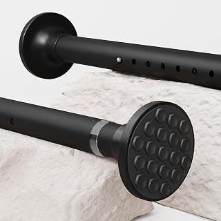 Telescopic Pole no Drilling Shower Curtain Rail Anti-Slip Curtain Rods Shower Curtain Poles Extra Long 3M Tension Rods for Living Room, Bedroom, Bathroom, Balcony (190-360CM Φ32mm Black)